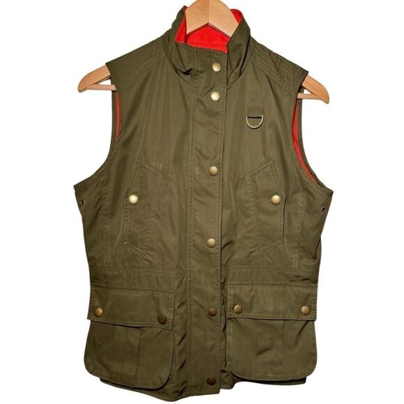 Ralph Lauren Cargo Vest Green Orange Reversible Snap Pocket Women’s Medium - Picture 1 of 4
